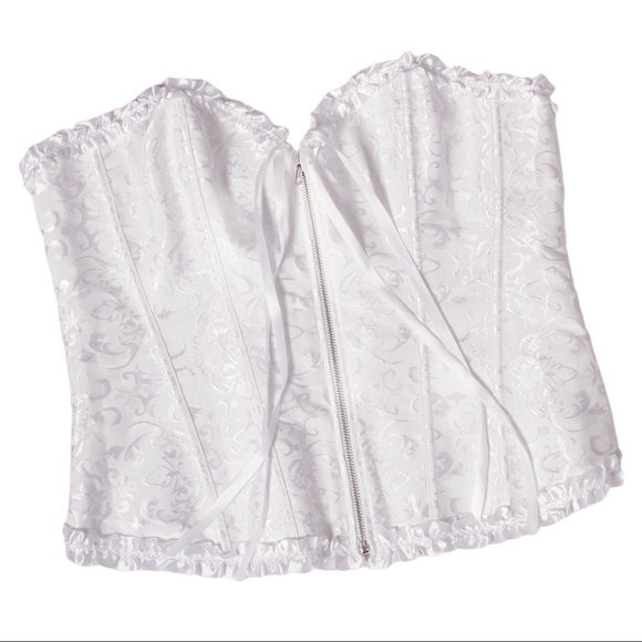 Adore Me White Zipper Ribbon Corset - Picture 1 of 6